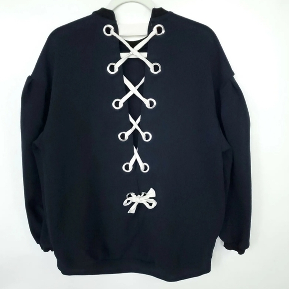 Zara NWT Navy Blue Trafaluc Collection Sweatshirt Oversized Size XS - Picture 1 of 8